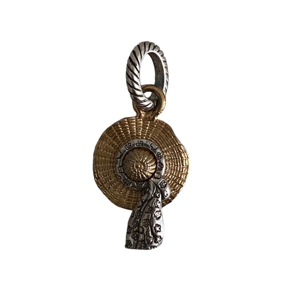 BRIGHTON By The Sea Gold Summer Hat Floral Scarf Charm - Picture 1 of 3